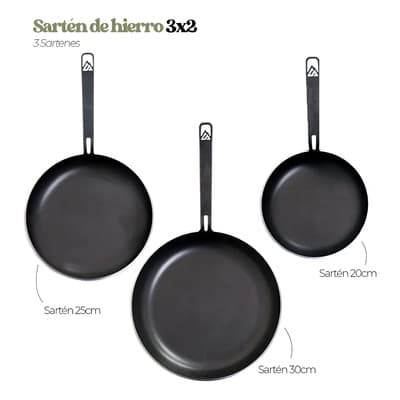 Andino Combo Andino Sartenes De Hierro 3x2 30cm 25cm 20cm 3 Piezas Negro
