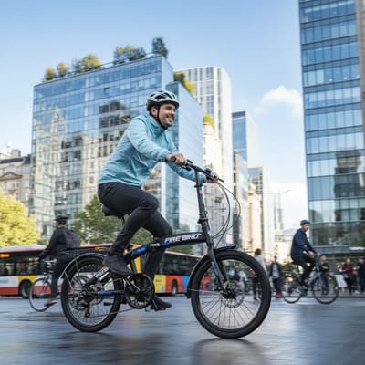 Fire Bird Bicicleta Fire Bird Curve Plegable 6 Velocidades Color Negro Con Azul