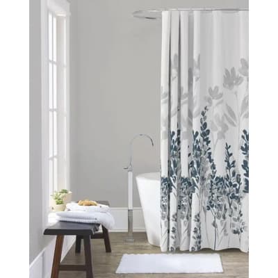 Distrito Blanco Cortina De Baño Teflón Estampada Impermeable Tela Premium Eucalipto
