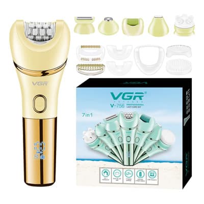 Vgr Depiladora Corporal Con Exfoliador 7 En 1 Vgr V-756 Ipx7 Turbo Color Dorado