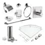 Levys Bazar Set Accesorios Baño Completo Ducha Acero Inox Vidrio Toalla Toallero Esquinero Vidrio Cepillo Inodor
