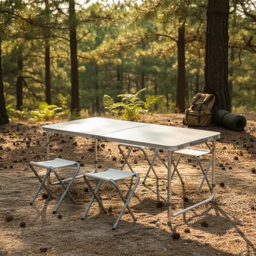 Alpina Mesa Plegable Aluminio Camping Playa 120 Cm 4 Sillas Alpina