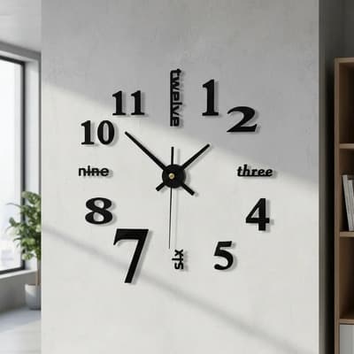 Patiño Home Reloj Pared De Madera 90cm Decoración Diseño Moderno Seven Negro