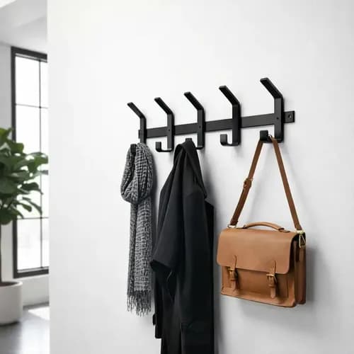 Decorar Con Hierro Perchero Pared Moderno Industrial 5 Ganchos 80cm