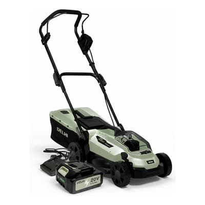 Delhi Cortadora De Pasto Eléctrica A Bateria Delhi 20v Con Bolsa 20l Diámetro De Corte De 33mm Verde