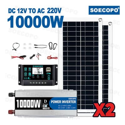 Pcmos Kit Inversor Solar 10000w Con 2 Paneles Y Controlador