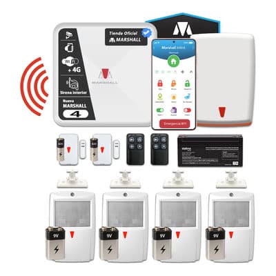Alarmas Marshall Kit Alarma Inalámbrica Marshall 4 Wifi 4g Hogar + Sirena Blanco