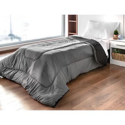 Fidelna Acolchado Fidelna A15 Lisos 1 1/2 Plaza Diseño Liso Color Gris Y Negro De 165cm X 235cm