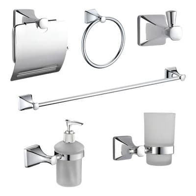 Bodie Set Accesorios Baño 7 Piezas Bodie Acero Inoxidable Cromado Con Jabonera