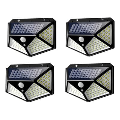 Generic Pack X4 Reflector Led Panel Solar Sensor Movimiento 100 Leds Negro Blanco Frío