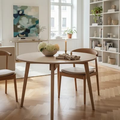 Mundo Pino Mesa Comedor Redonda Nordica 100 Cm Diametro Natural Lijado