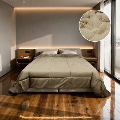 Family Center Acolchado Corderito 2 Plazas Y Media Queen 240x240 Abrigado Beige Lisa