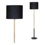 Dabor Lampara De Pie Nórdico Tokio Pantalla Madera E27 Led Pantalla Negro