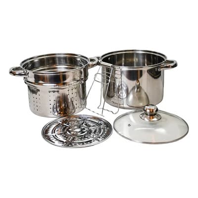 Feel Bazar Olla Cola Pastas Vaporera Acero Inoxidable 24 Cm Plateado