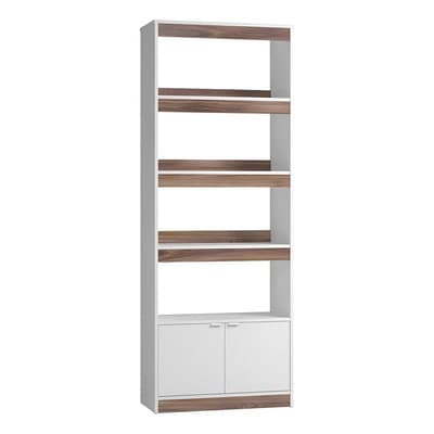 Corfam Biblioteca Corfam Minimalista Color Blanco Castaño De Madera 182cm X 67.5cm X 35cm Con 4 Estantes Bl