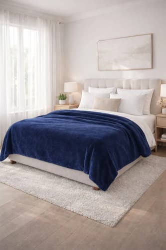 Distrito Blanco Frazada Coral Flece Super Soft Lisa 1 1/2 Pz Abrigada Oferta