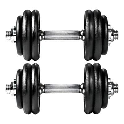 Deporar Par Mancuernas Macizas C/ Tope A Rosca + 20 Kg Discos Macizo Cromadas - 4 De 5 Kg