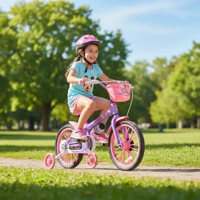 Dencar Bicicleta Rodado12 Con Rueditas Personajes De Disney Color Rosa