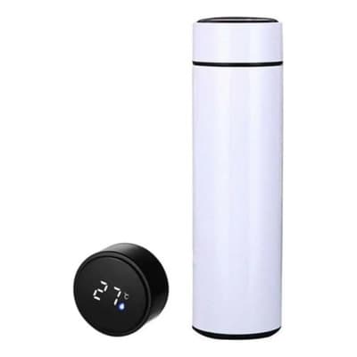 Termo Inteligente Termo Sensor Temperatura Botella Térmica 500 Ml Acero Inox Color Blanco