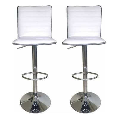 Vivendi Pack De 2 Banquetas Giratorias Y Altura Ajustable Con Respaldo De Ecocuero Blanco Para Barra O Cocin