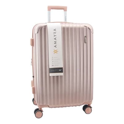 Amayra Valija Mediana Abs 4 Ruedas Reforzada Liviana Color Oro Rosa Lisa Liso