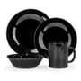 Carol Set De Vajilla Vidrio Opal Negro Redondo 16 Piezas Carol Negro Lisa Liso