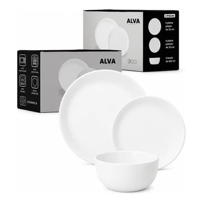 Ucci Set Platos Vidrio Opal Nórdico 27cm Alva Blancos X12pzs Ucci Blanco Set Vajilla Línea Alva