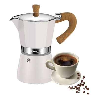 Waggs Cafetera Moka Italiana Aluminio 300ml 6 Tazas Waggs Beige