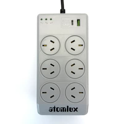 Atomlux Estabilizador De Tensión Atomlux R1000c 220v 6 Tomas Con Usb A Y C Protección Pc Gamer Modem Consola