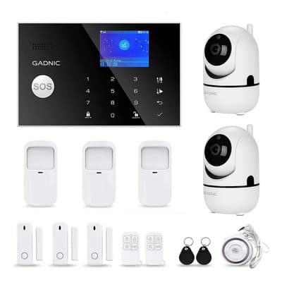 Gadnic Kit2 Cámaras De Seguridad + Alarma Domiciliaria 8 Sensores Blanco