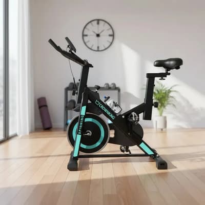 Crownking Bicicleta Fija Spinning Crownking Con Volante De 13 Kg Y Pantalla Digital Negro