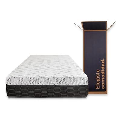 Sueño Dorado Colchón En Caja Sueño Dorado Sd Box Plus 1 Plaza Y Media 90x190 Espuma Alta Densidad Negro