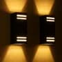 Mrtc Pack X 2 Aplique Pared Exterior Bidireccional Con Ranuras + Lamparas Led Luz Calida Negro
