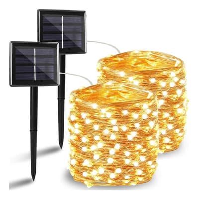 Coogon Coogon Luces Solares Exteriores 2 Tiras Led Cálido