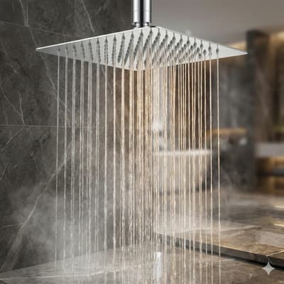Emuna Shop Flor De Ducha Cuadrada 25x25 Acero Inoxidable Efecto Lluvia Plateado Cromado