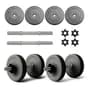 Sport Maniac Kit 20 Kg Discos + Dos Mancuernas Tope A Rosca Pvc Premium Color Negro Local: 4 De 5 Kg
