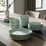 Gb Green Bazar Set Vajilla 16 Piezas Platos Bowls Porcelana Green Bazar Celeste Lisa