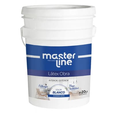 Masterline Pintura Látex Masterline Blanco 20l Mate Antihongos Interior Exterior