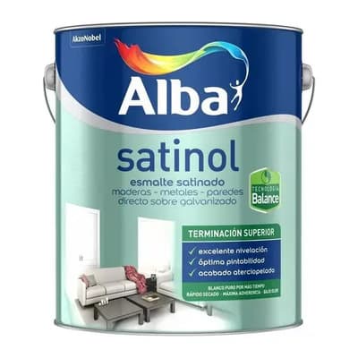 Alba Esmalte Sintetico Satinado Al Agua Negro Satinol Alba 1lt
