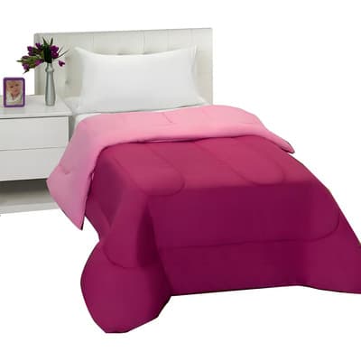 Distrito Blanco Acolchado Liso Reversible 1 1/2 Relleno Abrigado Rosa Fucsia Color Rosa/fucsia