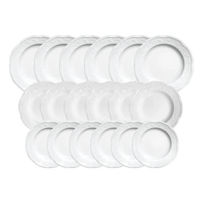 Verbano Set Platos Porcelana Línea Mozart Verbano X18 Blanco Platos Porcelana Mozart