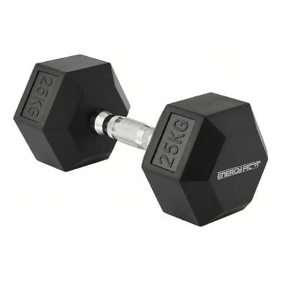 Energy Fit Mancuernas Hexagonales Engomadas Fundicion 25 Kgs X Unidad Negro Ef-g181