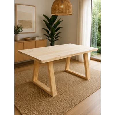 Mueblerialeozz Mesa De Comedor Alicia Madera Pino 140x80 Sin Pintar