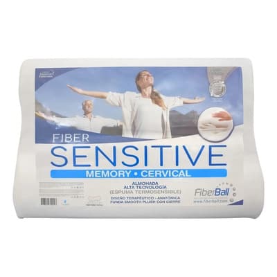 Fiberball Almohada Cervical Fiberball Sensitive Espuma Viscoelástica Antiácaros 60x40cm Blanco