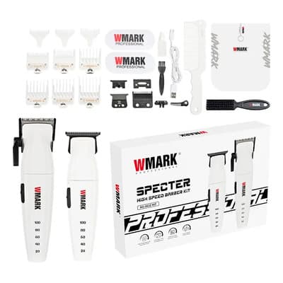 Wmark Kit Cortadora De Pelo + Trimmer Profesional + Acceso. Wmark Blanco