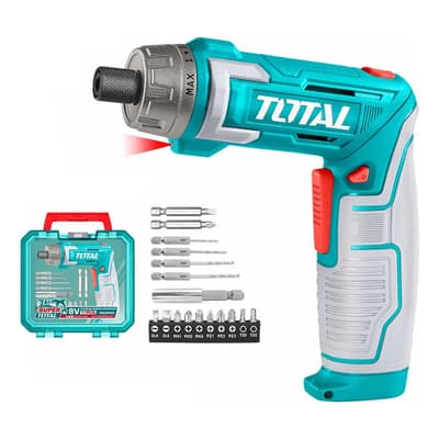 Total Atornillador A Batería + 17 Acc + Maleta Total Tsdli08025 Color Turquesa Frecuencia 50 Hz