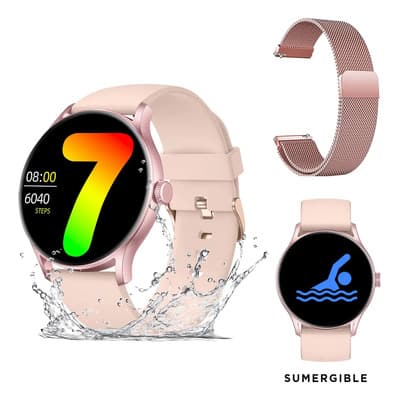 Nictom Smartwatch Nictom Deportivo, Pantalla Táctil 1.28 , Rosa, Bluetooth, Resistente Al Agua Ip68, Compat