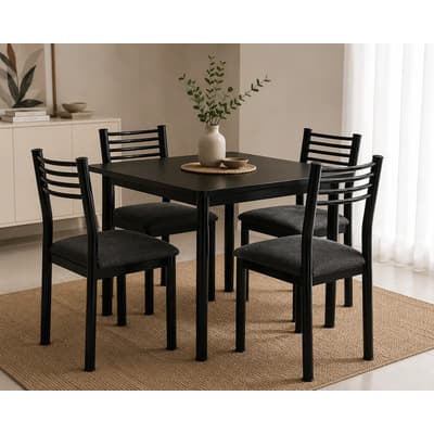 Masdecoracion Silla Living Comedor X 2 Unidades Caño Pesado Firme Jaqcard Negro Gris Oscuro
