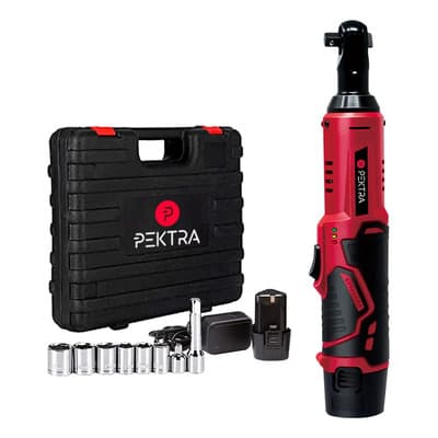 Pektra Llave Crique Apriete Inalambrica 3/8 12v Pektra Tubo Trinquete Maletín Accesorios Rojo