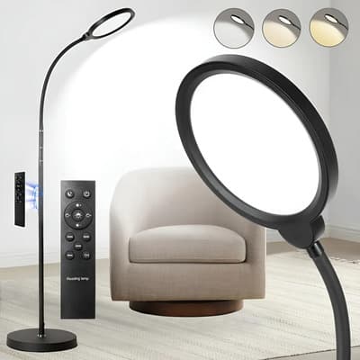 Tbcin Lampara Led 30w Pie 175cm Control Remoto Frio Neutro Calido Negro